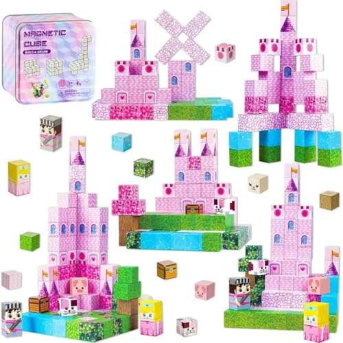Wonlonda Magnetic Blocks-100PCS Magnetic Building Blocks Tiles Stacking, Construction Toys STEM Sensory Toys for Toddlers Kids Boys Girls Ages 3 4 5 6 7 8 9 10 Christmas Birthday Gifts