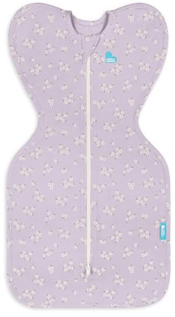 Love To Dream Swaddle UP, Newborn 2.2–3.8 kg | Lilac Meadow | Snug Fit, Supports Healthy Sleep Routine | 1.0 TOG Ideal for Spring & Summer (20–24°C) | Machine Washable Cotton & Double Zip