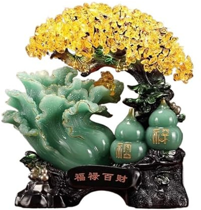 GEK208130 Feng Shui Citrine Feng Shui Crystal Money Tree Decoration - Fortune for Wealth and Prosperity, Spiritual Ornament Perfect for Home Office Decor Decoration(Blue)