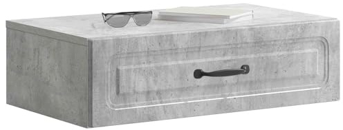 vidaXL Wandmontierter Beistelltisch Betongrau 59 x 34,5 x 17 cm, Moderner Wohnungsstauraum, vielseitiger Schrank, rechteckige Bücherregale, platzsparender Organizer für Zuhause