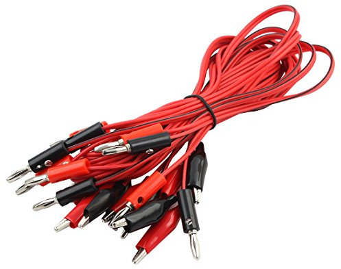 sourcing map Laboratory Power Supply Double Alligator Clip to Banana Connector Audio Video Test Cable 1M Long 5 Pcs