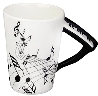 Sharplace Kreativer Becher mit Klavier Griff und Schwarzem Note Muster, aus, für Weinachten Geschenke