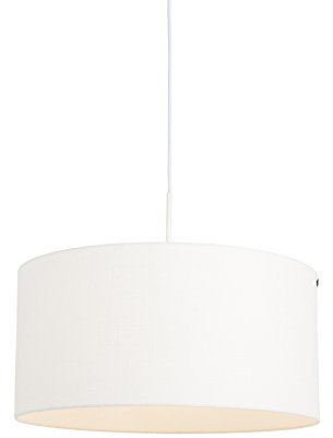 Qazqa Modern Pendelleuchte, Pendellampe - Combi - Weiß, Rund, 50cm, Ideal als Flur, Küche lampe, Schlafzimmerlampe und Wohnzimmerlampe
