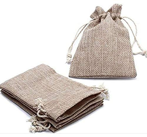 ToBeIT Jutesäckchen 25 Stücke 10 * 14cm Natur Säckchen - Jutebeutel Geschenksäckchen mit Tunnelzug klein Verpackung für Schmuck Hochzeit Party Feiern Weihnachten (braun)