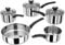 Judge Essentials Stainless Steel Set of Pans, 5-Piece Set, 14cm Milk Pan, 26cm Frying Pan, 16cm, 18cm & 20cm Saucepans with Vented Glass Lids, Induction Ready, 10 Year Guarantee