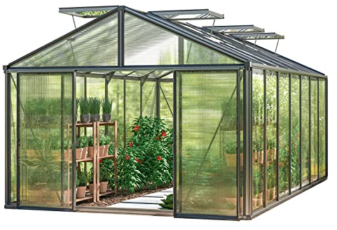 GFP Gewächshaus Asteria 25 Light 311x534 cm - 12 mm Doppelstegplatten - Farbe Anthrazit