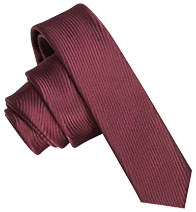 JEMYGINS schmale Herren Krawatte einfarbig in verschiedenen Farben 4cm, Kastanienbraun, Slim