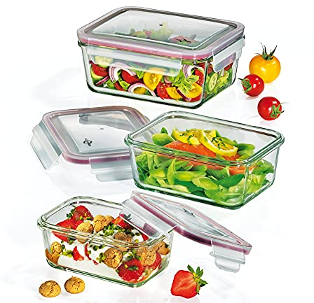 Küchenprofi Lunchbox/Vorratsdosen-Set Glas rechteckig, 3-tlg.