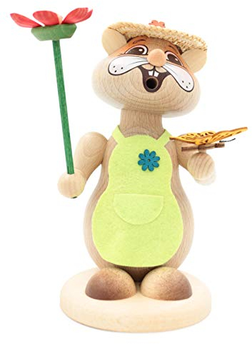 Kuhnert - Erzgebirgische Holzkunst Räuchermann Räucherfigur Hamster 18cm - Blumenkind