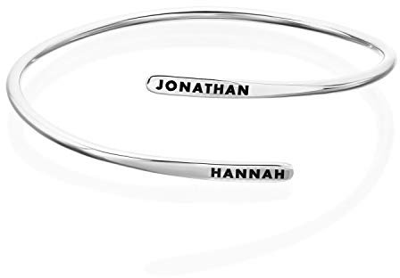 MyNameNecklace MYKA Personalisierte Manschettenarmband mit Gravur aus Sterling Silber 925 / Vergoldet - Sommer Geschenk für Damen - Mutter - Freundin (925er Sterling Silber)