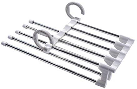 ChengBeautiful Hosenbügel Metallhosen Rack Multifunktions-Magic Hosen Rack Teleskop-Falten-Wäscheständer (Farbe : White, Size : 33x18cm)