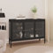 Tidyard Sideboard Kommode Vitrinenschrank Bücherschrank Aktenschrank Büroschrank Vitrine Schrank Bücherregal Mehrzweckschränke Metall & Glas Schwarz 70x35x70 cm
