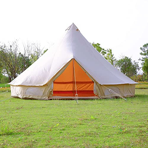 SIBORTER Outdoor Waterproof Family Camping tent 4-Season Beige Cotton Canvas Bell Tent (16.4ft)