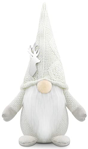 Gehydy Weihnachtswichtel Wichtel Weihnachten Dekoration Weihnachtsdeko Wichtel Figuren Christmas Geweih Decorations Zubehör für Home Küche 33cm (weiß)
