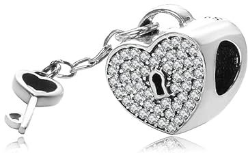 Charm Lucchetto Chiave Amore Cuore dolce metà in argento 925 - Les Folies per Pandora