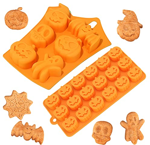 Halloween Silikonform, 2pcs Halloween Backform, Halloween Kuchenform, Backform Silikon Halloween, Schokoladenform Silikonform Muffins, für Halloween Küche Backzubehör