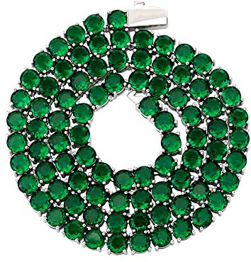 OYOGAA Colliers de tennis Baguette colorée 5 mm pour femmes chaînes plaqué or 14 carats 5 A+ oxyde de zirconium tennis colliers pour hommes colliers femme, 24 inch, Laiton, Zircone cubique