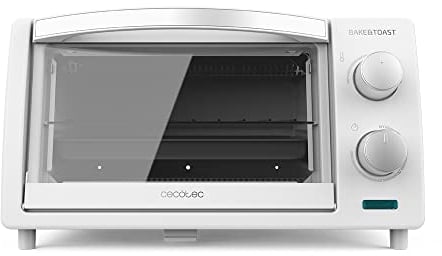 Cecotec - Four de Table 10L Bake&Toast Blanc - 800W, Acier Laqué Blanc, 2 Pièces en Quartz, Double Porte en Verre, Minuterie Jusqu'à 60 min, Température Réglable Jusqu'à 230ºC