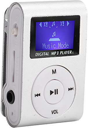 Lettore MP3, Lettore Musicale Portatile Mini Clip Posteriore LCD Lettore Musicale MP3 per la Cammina, con Auricolare (Argento)
