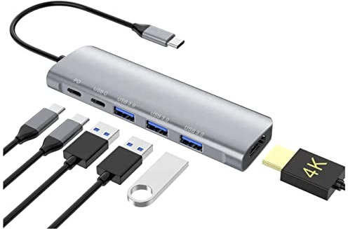 Tradebit - Hub USB-C-Adapter mit HDMI 4K, USB 3.0 Gen 1 (5 GB/s), PD-Stromversorgung 100W