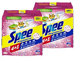 Spee Megaperls Color Waschpulver 4 + 1 38 WL (2 x 19 Waschladungen), Colorwaschmittel mit 4 + 1 Formel vereint Reinheit, Strahlkraft, Frische & Nachhaltigkeit, 20° - 60° C