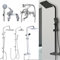 Bathroom Shower Mixer Set, Bath/Tub Mixer Tap Kit, Shower Mixer Attachment, 3-Function Shower Head, 1.5M Shower Hose, Deck Mounted, Chrome