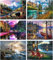 AIKEWO 6 Pack Landscape Paint by Number for Adults, DIY Acrylic Painting Gift Kits, 12X16 Inch Canvas, Unisex, All Seasons