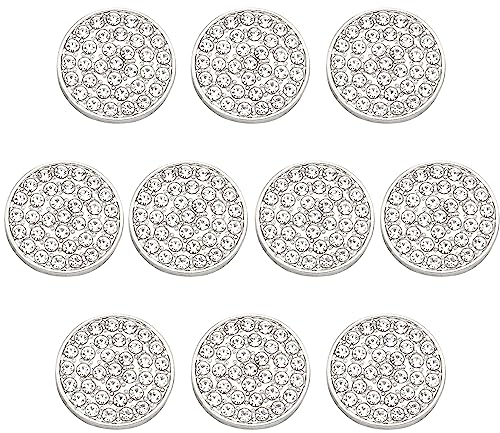 ftiemlovde 10 Edel Dirndl Knöpfe Silber Zum AnnäHen Metall mit Strass, Trachten Nachthemd Knopf Mantel Groß,öSenknöPfe Aus Kupferlegierung Blazer ZierknöPfe (G10S 15mm)