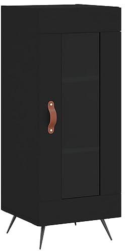 vidaXL Sideboard, Kommode mit viel Stauraum, Beistellschrank Anrichte für Wohnzimmer, Schrank Mehrzweckschrank Glas-Tür, Modern, Schwarz Holzwerkstoff