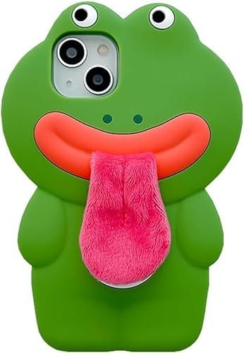 SGVAHY Kawaii Frog Phone Cases for iPhone 7 Plus / 8 Plus, Cute Cartoon Green Frog Phone Case with Plush Tongue Unique Fun 3D Soft Silicone Shockproof Cover Women Girls for iPhone 7 Plus / 8 Plus