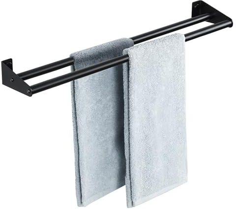 SAYAYO Handtuchhalter Schwarz Gästehandtuchhalter Wandmontage Edelstahl Premium Doppelt Badetuchhalter für Badezimmer und Küche 60CM, EGKN2302FT-600-B