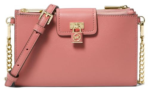 MICHAEL KORS Rubinrote kleine Umhängetasche mit doppeltem Reißverschluss, Sunset Rose, One size