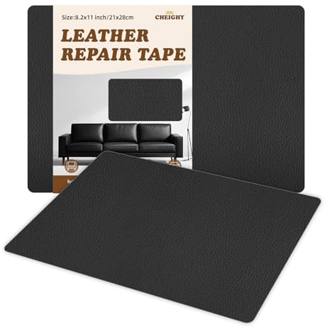 CHEIGHY 2er Leder Reparatur Set - 20x28 cm Kunstleder Selbstklebend Reparatur Lederflicken Premium Leder Patch Selbstklebende Flicken für Sofas Couch Autositze Möbel Reparatur (Schwarz, 20 x 28 cm)