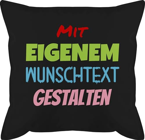 Kissen 50x50 - Aufdruck selbst gestalten - Wunschtext I Mit eigenem Text personalisiert I Custom Text - 50 x 50 cm - Schwarz - Bedrucken Lassen nur Schrift muttertagskissen personalisierte