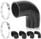 Swpeet 3Pcs 2,5 pouces - 63mm 90 degrés coude 4 plis en Silicone renforcé avec 59-82mm 304 acier inoxydable T Kit de serrage de tuyau pour Intercooler d’admission Turbo