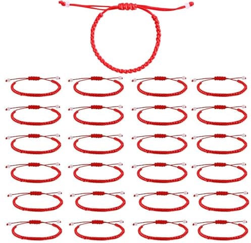 24 Pcs red string bracelet,Red Bracelet, Protection Good Luck Red Cord Bracelet,Handmade Friendship Bracelet Knotted Kabbalah Lucky Handmade Friendship Bracelets for Women Men