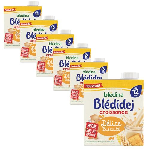 Blédina Blédidej - Céréales bébé Lactées Biscuité - Dès 12 Mois - 6 briques de 500mL
