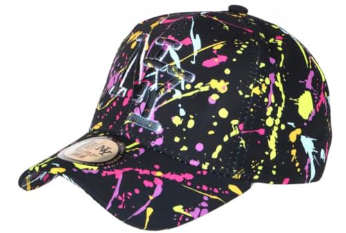 Hip Hop Honour Casquette Enfant Rose Jaune Tags Streetwear NY Paynter de 7 a 11 Ans - Taille Unique - Noir