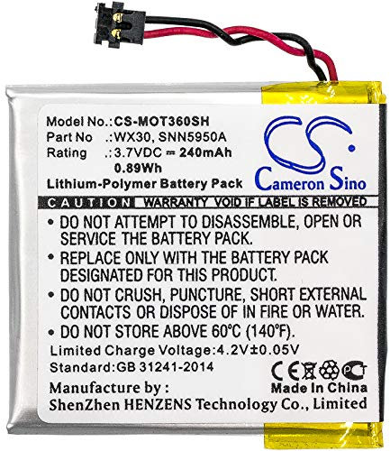 240mAh 0.89Wh Battery Replacement for Motorola Moto 360 Smartwatch fit Part No. SNN5950A, SNN5951A, WX30