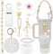 Stanley Cup Accessories Set, 10PCS Decor Includes Straw Cover, Water Bottle Handle Strap, Silicone Boot, Charms for 40oz & 30oz Tumbler, White