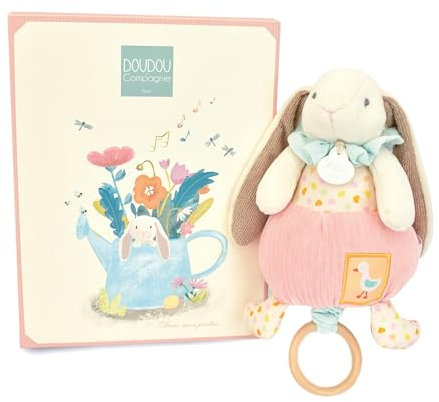 Doudou et Compagnie - LAPIN CIBOULETTE - Doudou Lapin Boîte à Musique Rose - 20cm - avec Boîte Cadeau pour Offrir - Idée Cadeau Pour Enfants Filles et Garçon dès la Naissance - DC4210