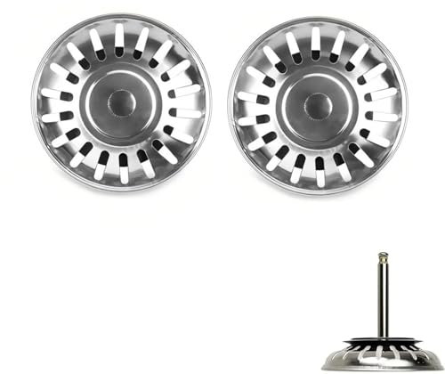 2PCS Tappo filtro per Lavello da Cucina, tappo di scarico per filtro addensato da cucina in acciaio inossidabile, filtro di scarico cucina (Diametro: 83mm)