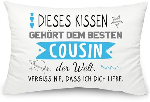 Yufansd Geschenke für Cousin Kissenbezüge Dieses Kissen gehört dem besten Cousin der Welt Kissen Dekoration für Cousin Geburtstag Weihnachten Hochzeit Geschenk Kopfkissenbezug 50 x 75 cm (Cousin)