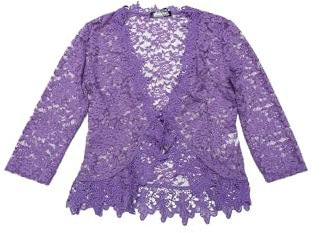 Allegra K Donna Coprispalle in Pizzo Elegante Cardigan con Maniche A 3/4 Trasparente Bolero per Festa di Halloween Viola XL
