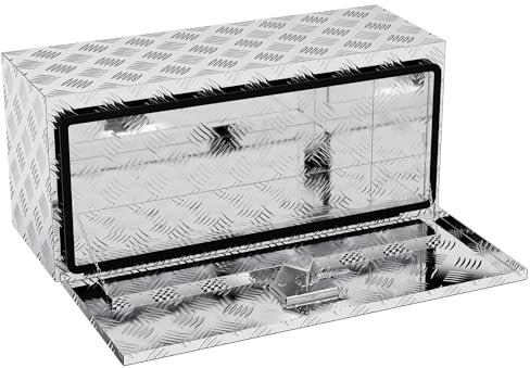 FIVMEN Alubox Truckbox LKW Staukasten mit Schloss & Schlüsseln Staubox Werkzeugkasten Unterbaubox Abschließbare Wasserdichte für PKW Anhänger Nutzfahrzeuge, 91x36x41 cm