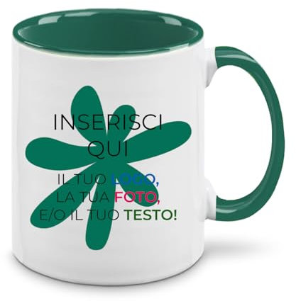 Teetaly Tazza Personalizzabile colorata In Ceramica (Verde Scuro)