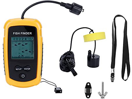 Sunicon Kleiner tragbarer Fischfinder, tragbarer Fischfinder, Sonar, gießbarer Fischfinder für Kajaks, Boote, LCD-Display, Alarmsensor-Detektor, Angelzubehör