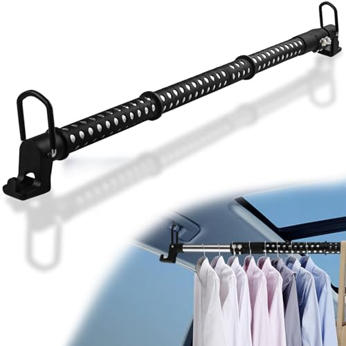 Kleiderständer für Auto, Teleskop, Auto-Kleiderbügel, lange Reise, 86,4 cm - 137,2 cm, extra Lückenfüller, verdicktes Stahlrohr, rutschfest, Gummi, stabile Kleiderstange für Autos, Wohnmobile, Autos