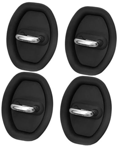 GARVALON 4pcs Car Door Latch Protective Cover Silicone Lock Latches Guard Stopper Universal Vehicle Door Lock Guard Pads Black Anti-rust for Quiet Closing