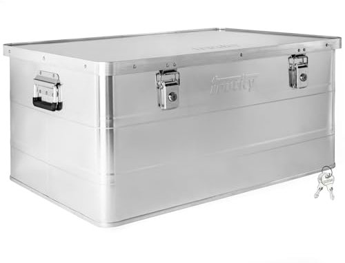 Trucky Aluminium Box mit Deckel Silber Alu Kiste Box Alukiste 135 Liter Transportbox Metallbox Alu Aufbewahrungsbox Boxen Abschliessbar Metallkiste